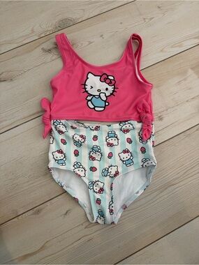 Hello Kitty Pink and White One-Piece Swimsuit